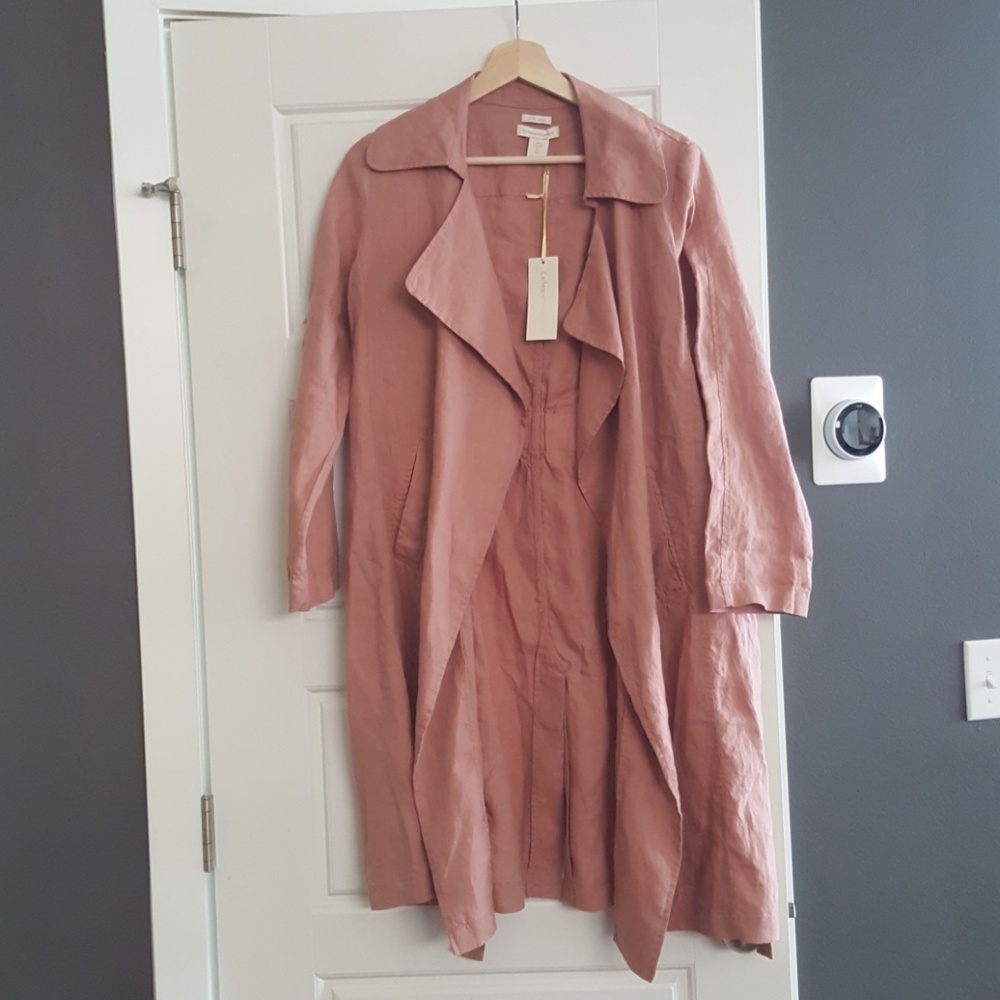 Catherine Malandrino 100% Linen Rose Jacket S